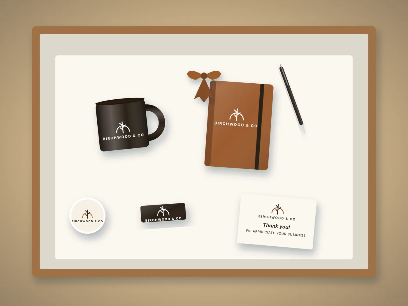 Client thank-you gift box with branded tee, tote, notebook and more