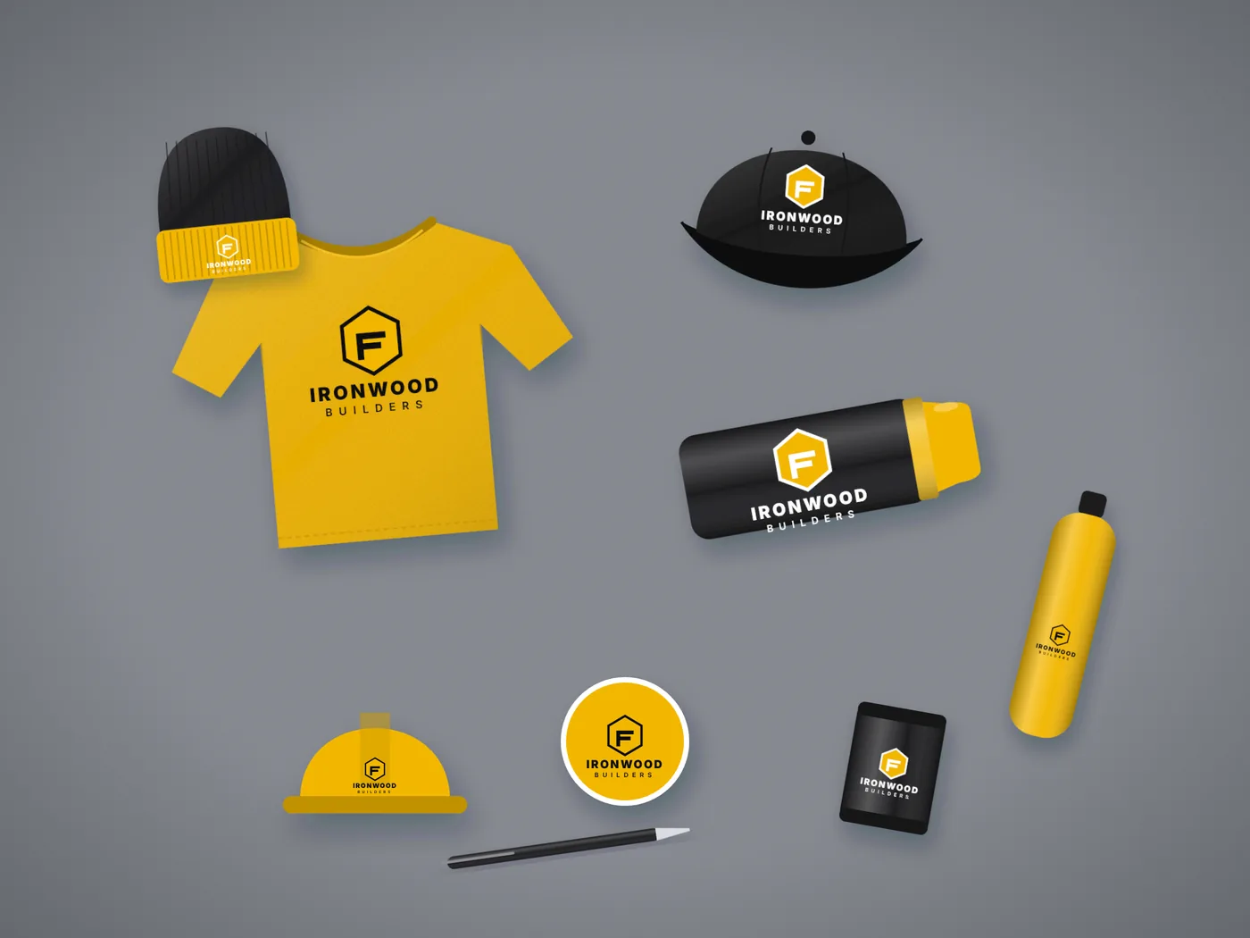 Job site crew kit with branded tee, tote, notebook and more